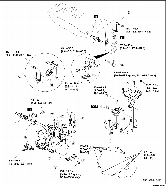 MANUAL TRANSAXLE REMOVAL/INSTALLATION [G35MR] MAZDA MAZDA3 1G 2007