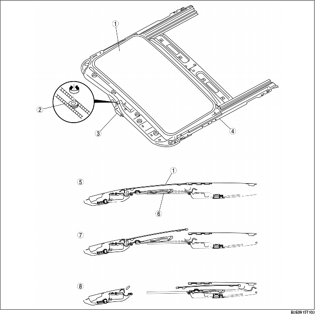 SUNROOF UNIT CONSTRUCTION/OPERATION MAZDA MAZDA3 1G 2007 DIY Repair Guide